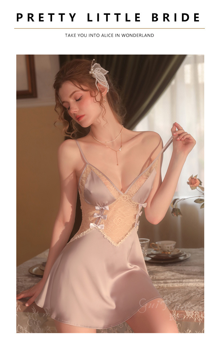 ชุดนอนซาติน สไตล์ฝรั่งเศษ 💥พร้อมส่งในไทย💥