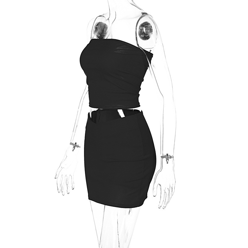 ชุดเซท เกาะอก+กระโปรง ผ้านิ่ม รหัส CN03