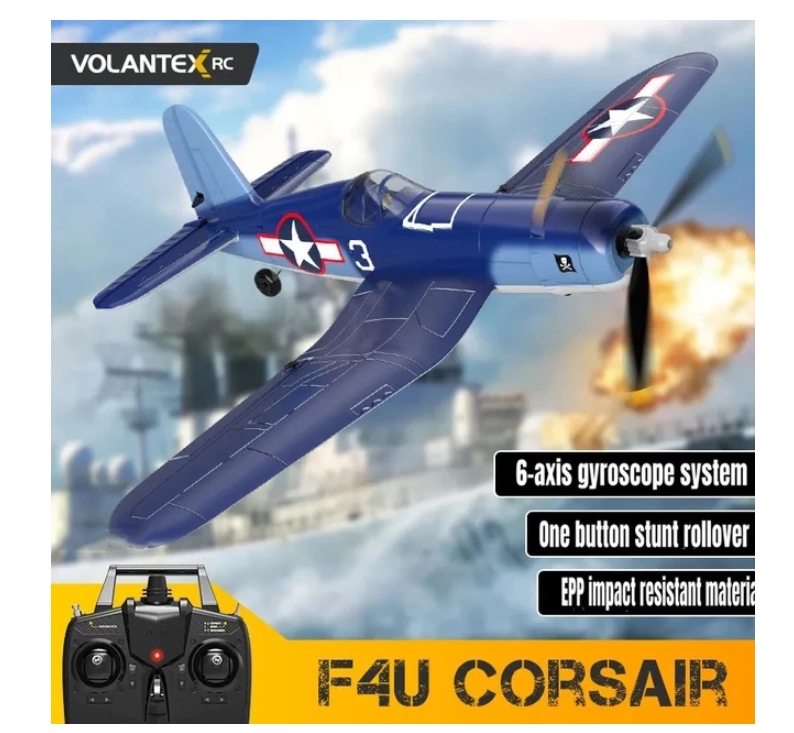 เครื่องบินพร้อมเล่น 4CH Volantex : F4U Corsair 400mm. เครื่องบินบังคับ มีไจโรในตัว บินง่าย มือใหม่เล่นได้