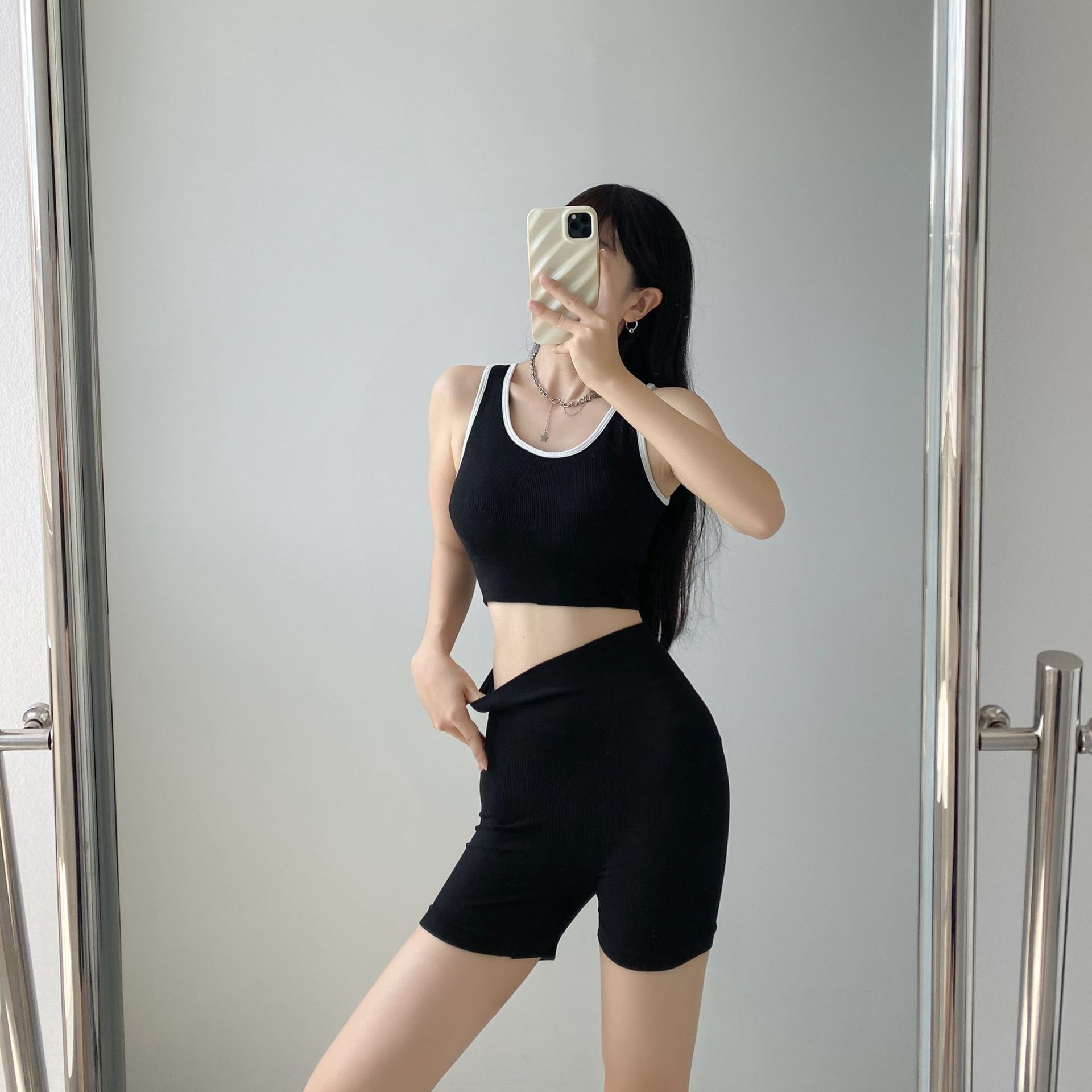 ชุดเซทสปอร์ตบรา ชุดออกกำลังกาย ชุดโยคะ เสื้อ+กางเกง เซท 2 ชิ้น (รหัส SP045/SP046)