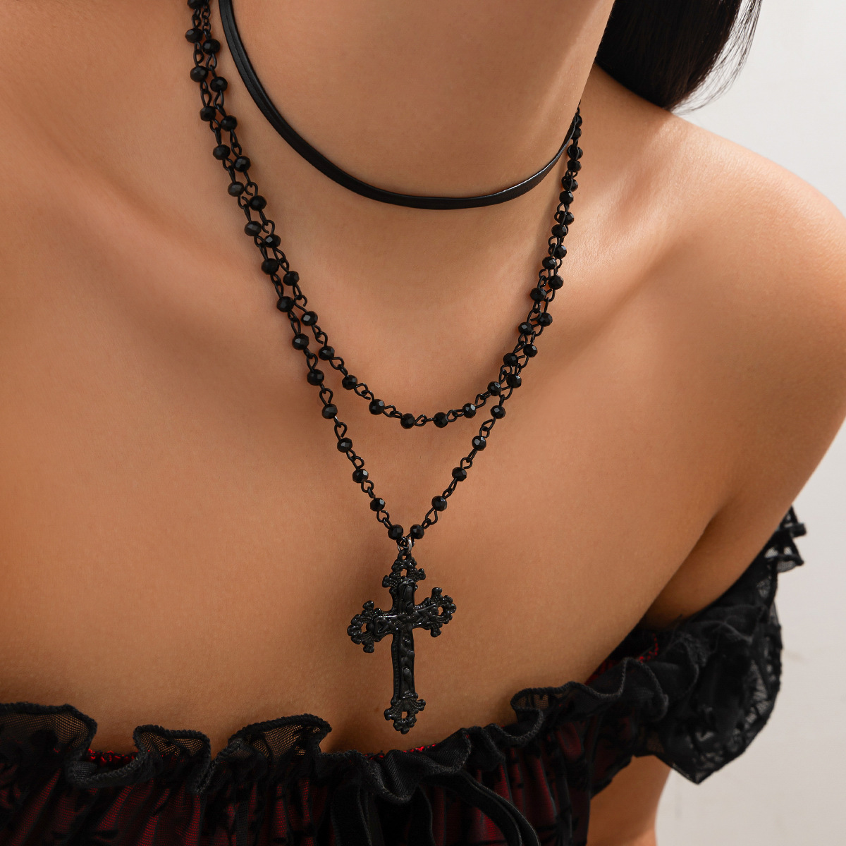 โชคเกอร์คอ ฮาโลวีน สร้อยคอ แฟชั่น สายฝอ เพิ่มความเซ็กซี่ rihv,lj'