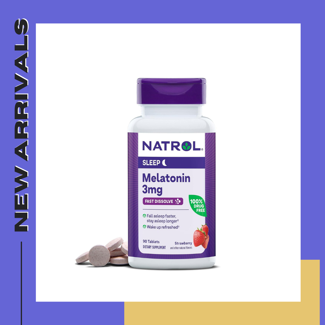 ช่วยการนอนหลับง่ายขึ้น หลับลึก ตื่นมาไม่รู้สึกเพลีย Natrol Melatonin 3 mg. วิตามินนอน 90 Tablets รสStrawberry🍓