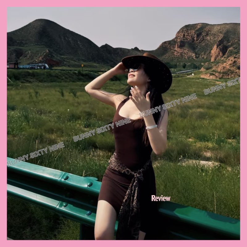 เดรสเข้ารูป น้ำตาล คาวบอย สายผูกเอว CN2938 พร้อมส่งในไทย