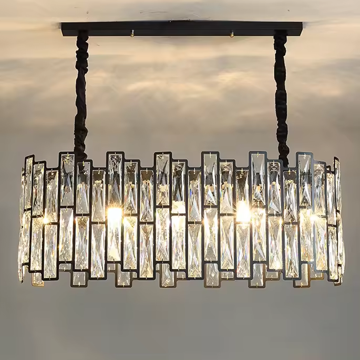 โคมไฟระย้า คริสตัล Chandelier crystal Steel + Crystal LED E14