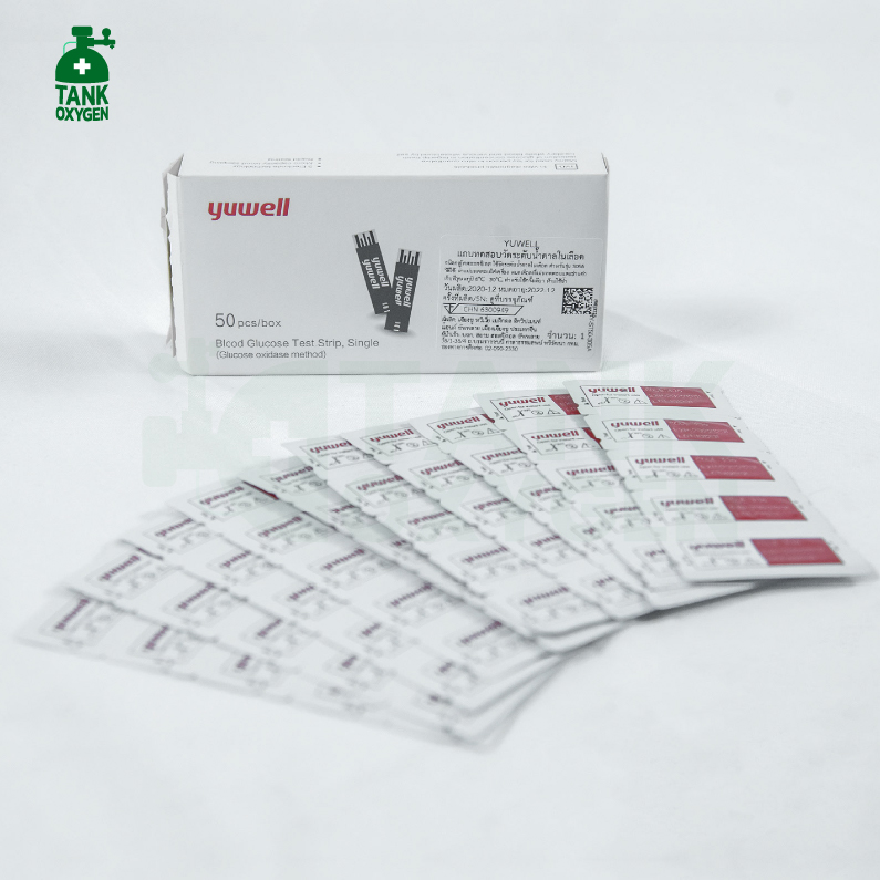 Yuwell แถบตรวจวัดระดับน้ำตาลในเลือด (50 ชิ้น) สำหรับเครื่องตรวจวัดระดับน้ำตาลในเลือด