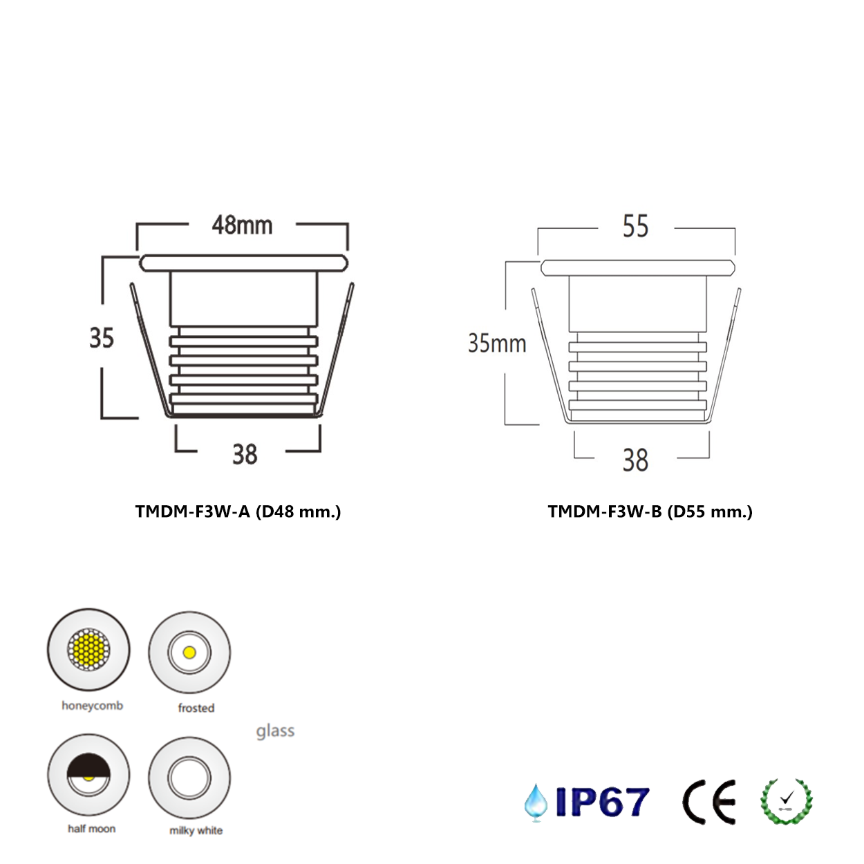 โคมไฟฝังพื้น Inground Up light Round 304 Stainless Steet + Aluminum lamp body LED 3W DC12V-24V IP67