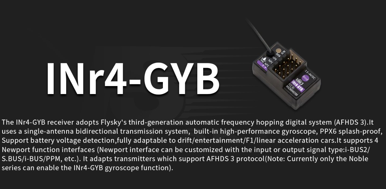 Flysky INr4-GYB 4Ch รีซีฟ มีไจโรในตัว สำหรับ NB4 / NB4 PRO