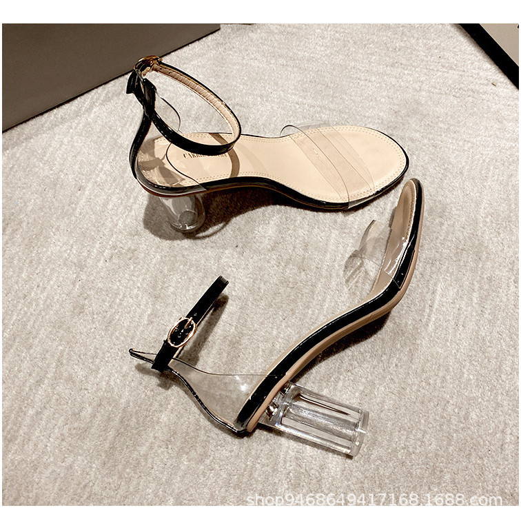 รองเท้าส้นสูง ส้นแก้ว รัดข้อ สูง 4 นิ้ว (SH666)