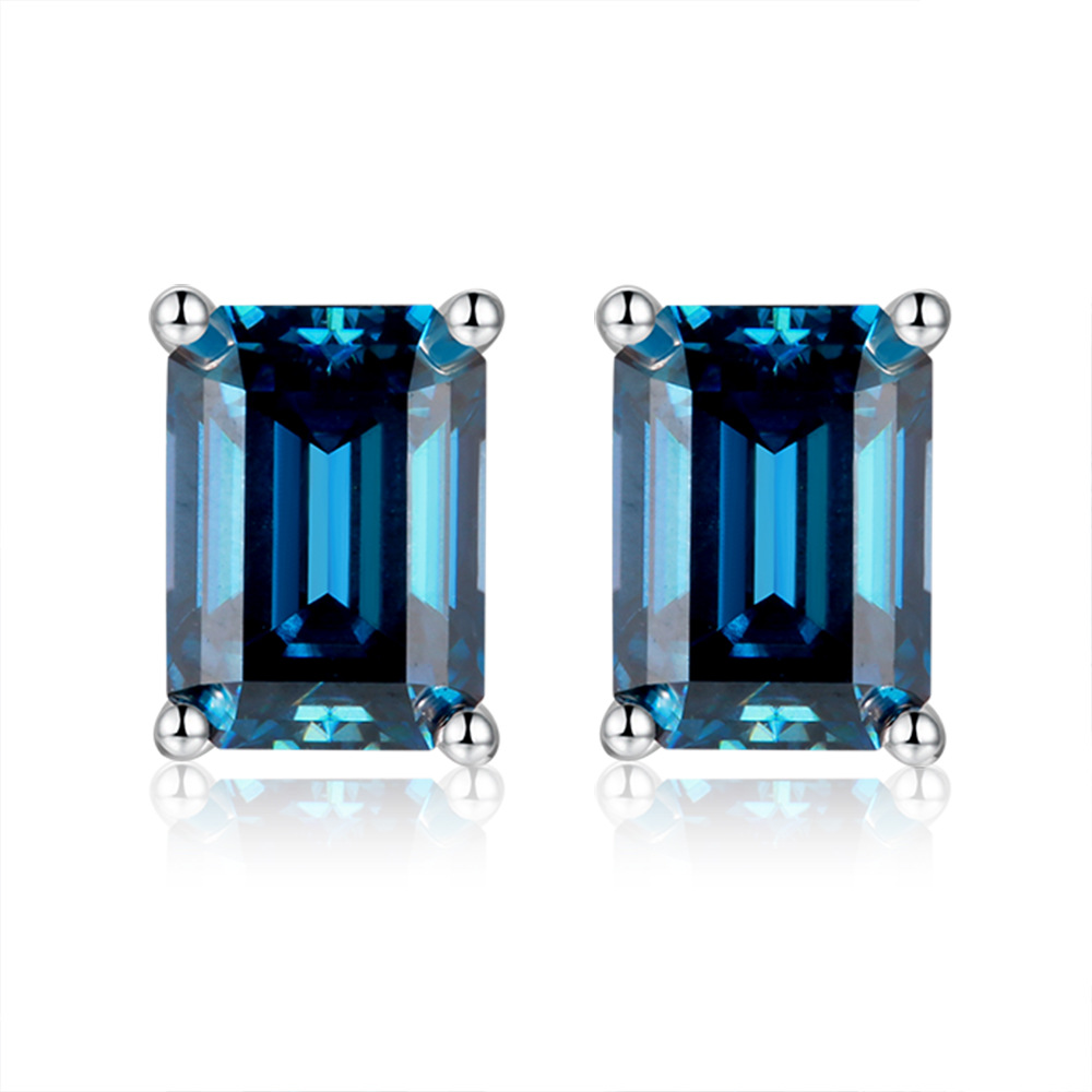 [สั่งผลิต] E3-0012-Blue ต่างหูเพชรโมซาไนท์ 2 กะรัต