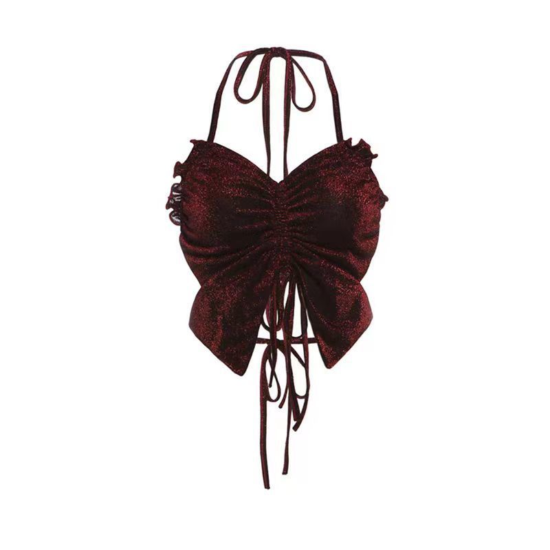 เสื้อครอป สายเดี่ยว ผีเสื้อ วิ๊ง CN2648