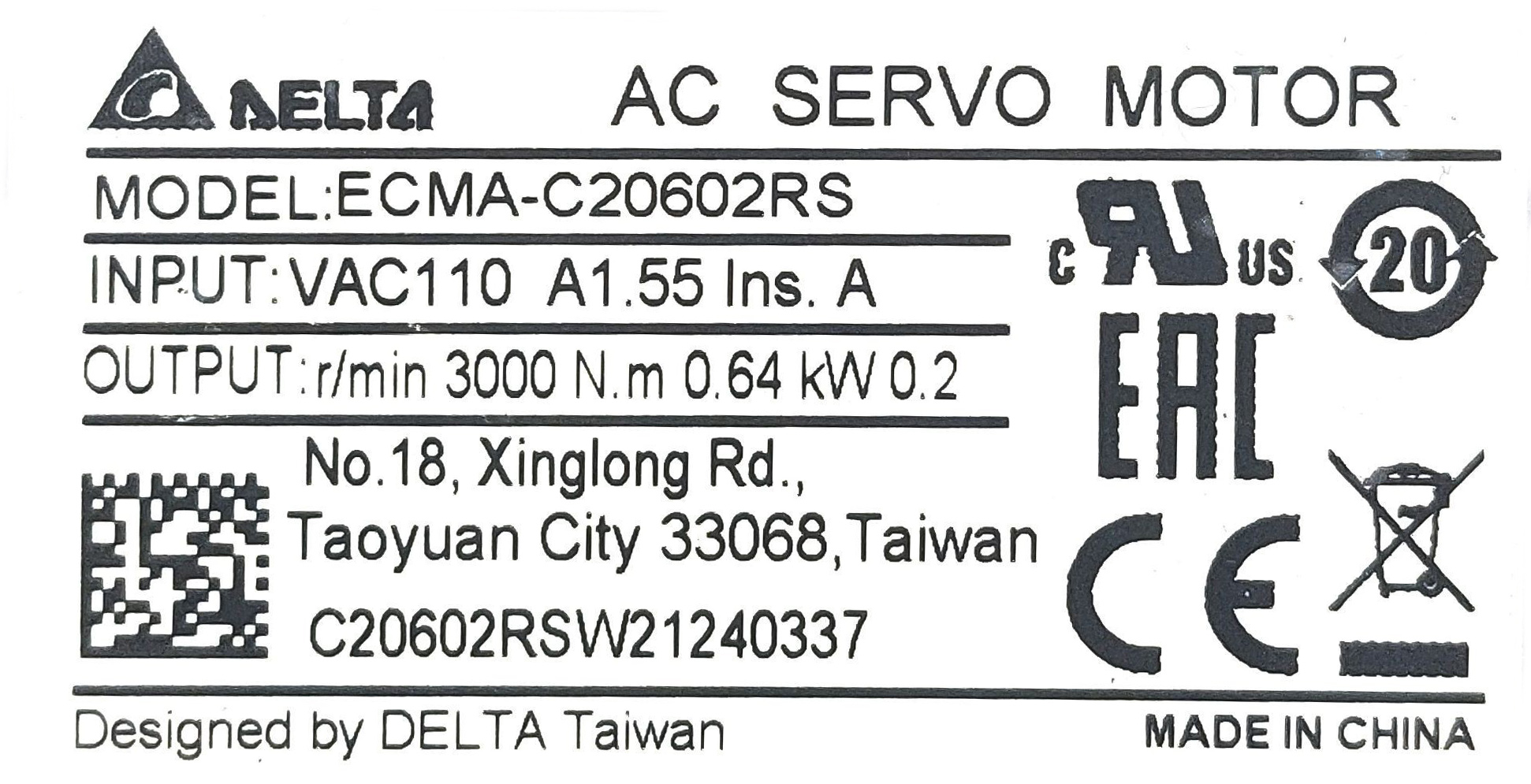 Servo Motor ECMA-C20602RS