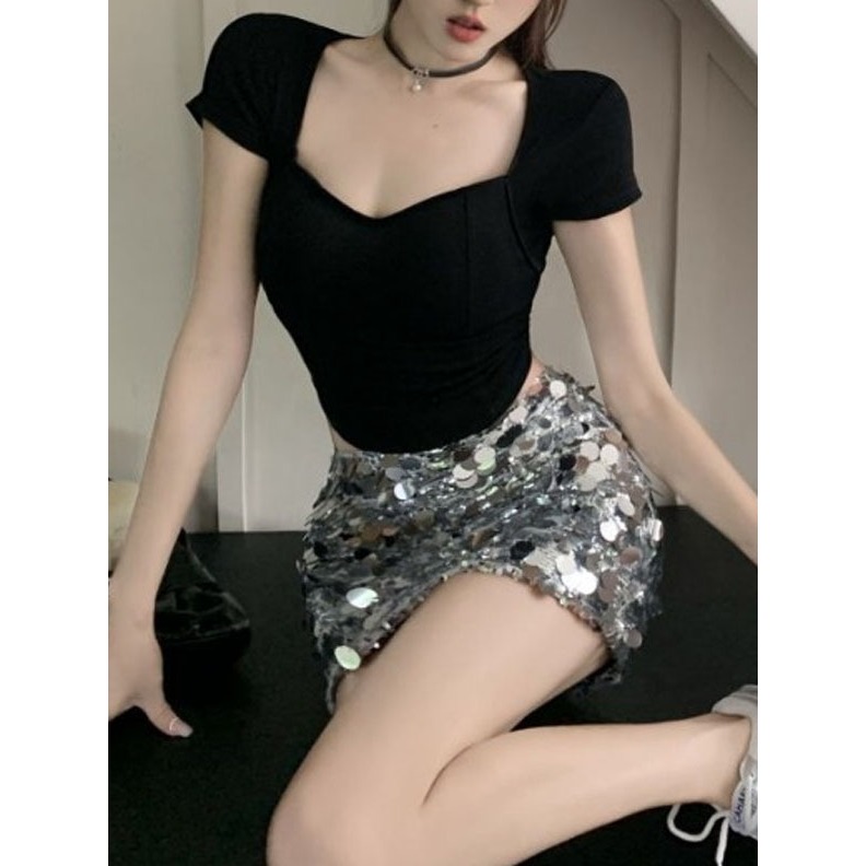 เสื้อยืดครอปแขนสั้น เปิดหลังเซ็กซี่ CN2272