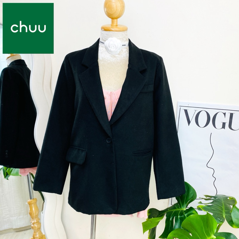 ไซด์ M แบรนด์ Chuu แท้ 100%🌸 เบลเซอร์ สูท Luxury ทรงครอป สีดำสนิท ใส่ออกงาน ปาร์ตี้ ชุดออกงาน ชุดปาร์ตี้