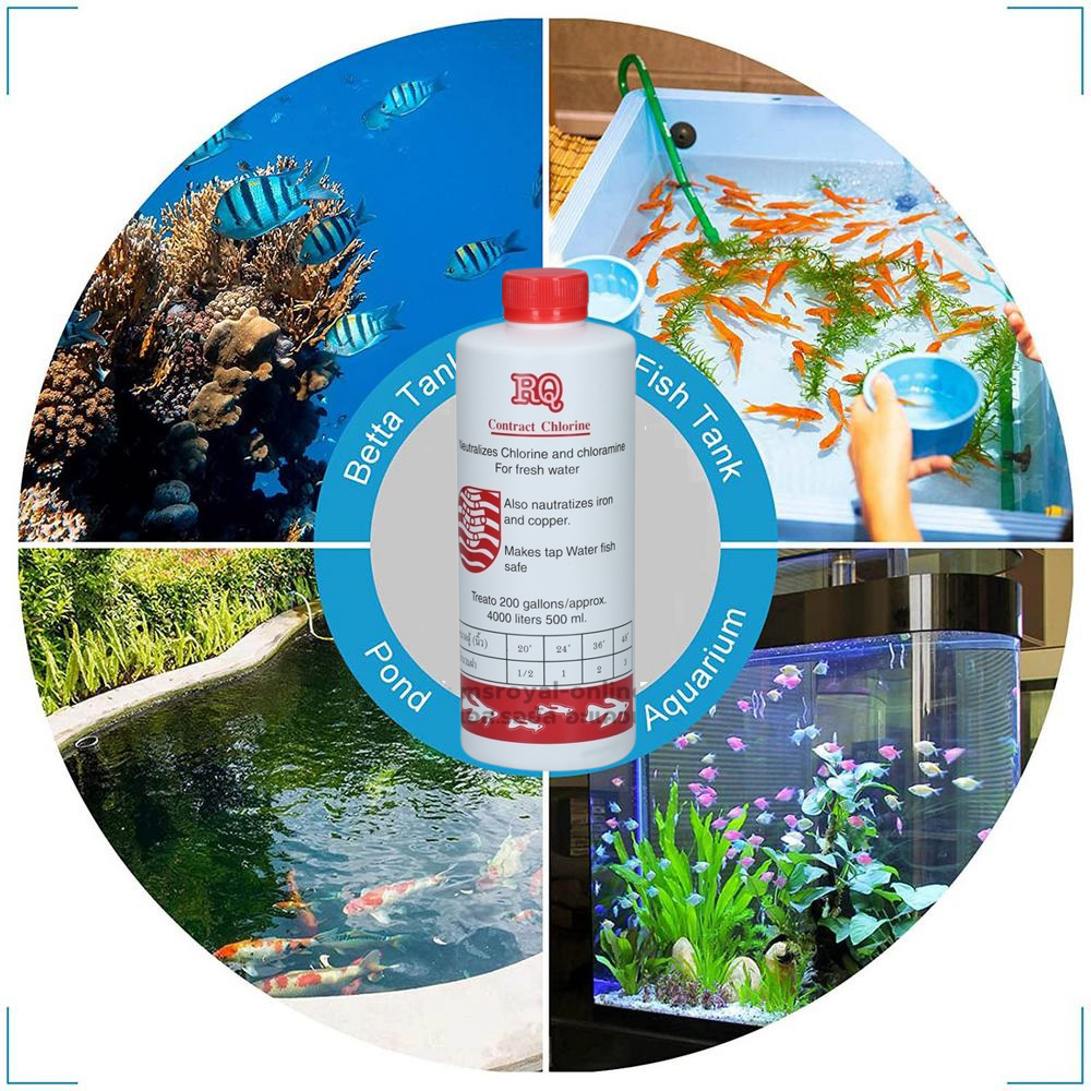 RQ ลดคลอรีน (น้ำยาลดคลอรีนในน้ำประปาได้ผล 100% ช่วยลดคลอรีนในน้ำสำหรับเลี้ยงปลา)