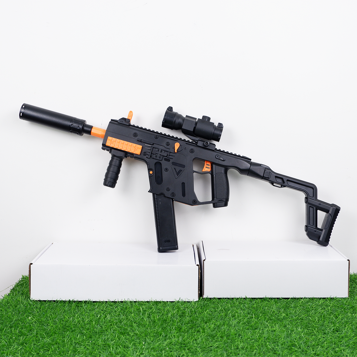 (32)Kriss Vector สีดำ ของเล่น ยิงรัวได้ ชักยิงได้ ปลายกระบอกมีไฟ