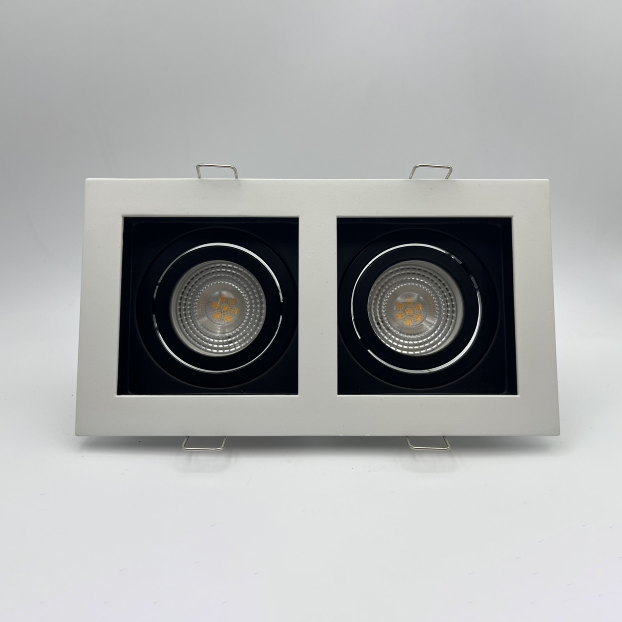 โคมไฟดาวน์ปรับได้ Recessed Downlight Square Adjustable Die-casting aluminum White + Black Color IP20