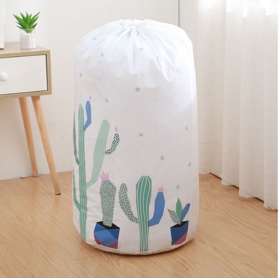 ถุงเก็บของ เก็บเสื้อผ้า เก็บผ้านวม ผ้าห่ม ไซส์จัมโบ้ รูปหน้าหมี ครีม-ขาว