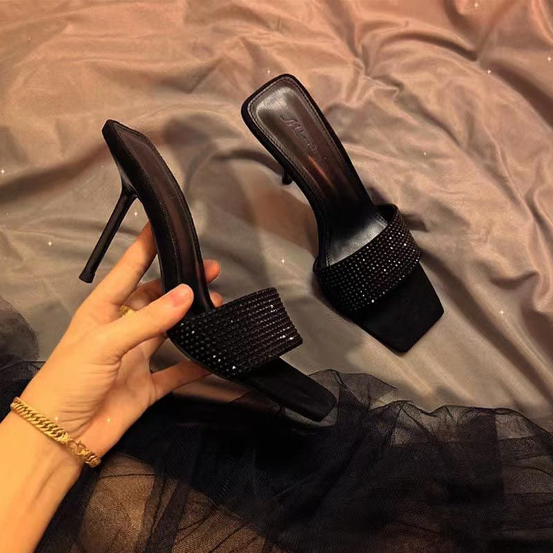 รองเท้าส้นสูง เพชร ส้นเข็ม สูง 3.5 นิ้ว (SH6168) พร้อมส่งในไทย