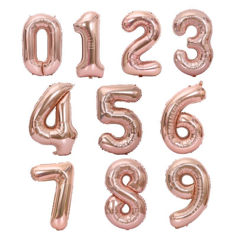 ลูกโป่งตัวเลข 0-9 สีชมพู โรสโกลด์ 40-42 นิ้ว ลูกโป่งฟอยล์ตัวเลข เทศกาลต่างๆ