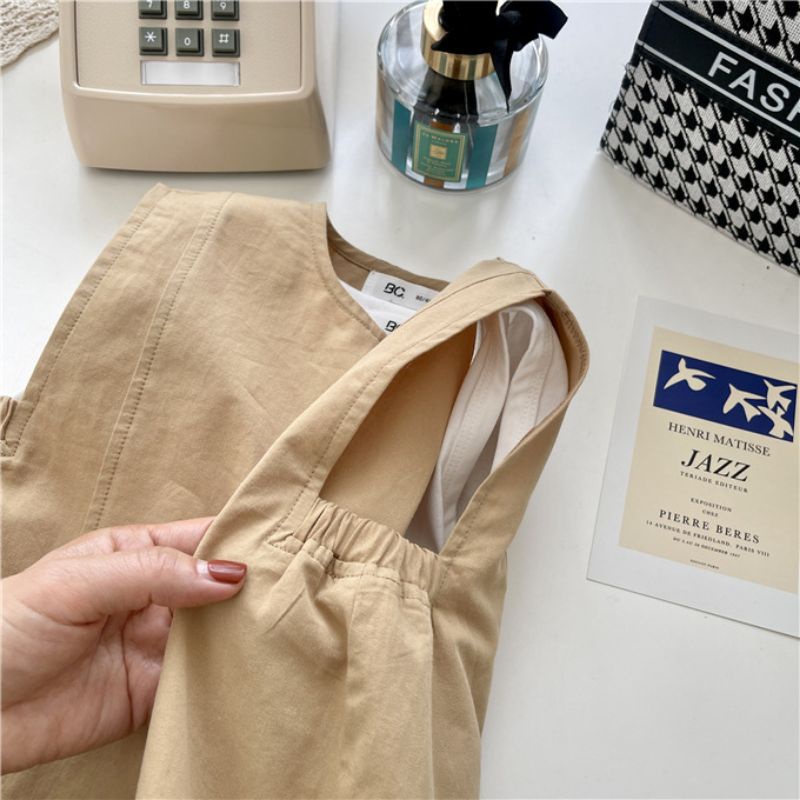 ชุดแคมปิ้ง ชุดเที่ยวซาฟารีเวิลด์เด็ก ชุดเอี๊ยมเด็ก (เสื้อแขนกุด+ชุดเอี๊ยม) 🇹🇭พร้อมส่งในไทย🇹🇭