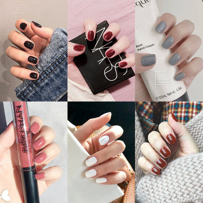 PPHOO✨ เล็บปลอม พร้อมส่ง #I เล็บปลอม 24 ชิ้น สำเร็จรูป สไตล์เกาหลี แถมกาวติด