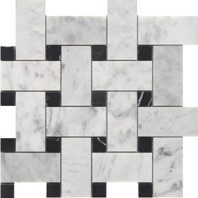 Strip Marble Tiles Floor (White Black)