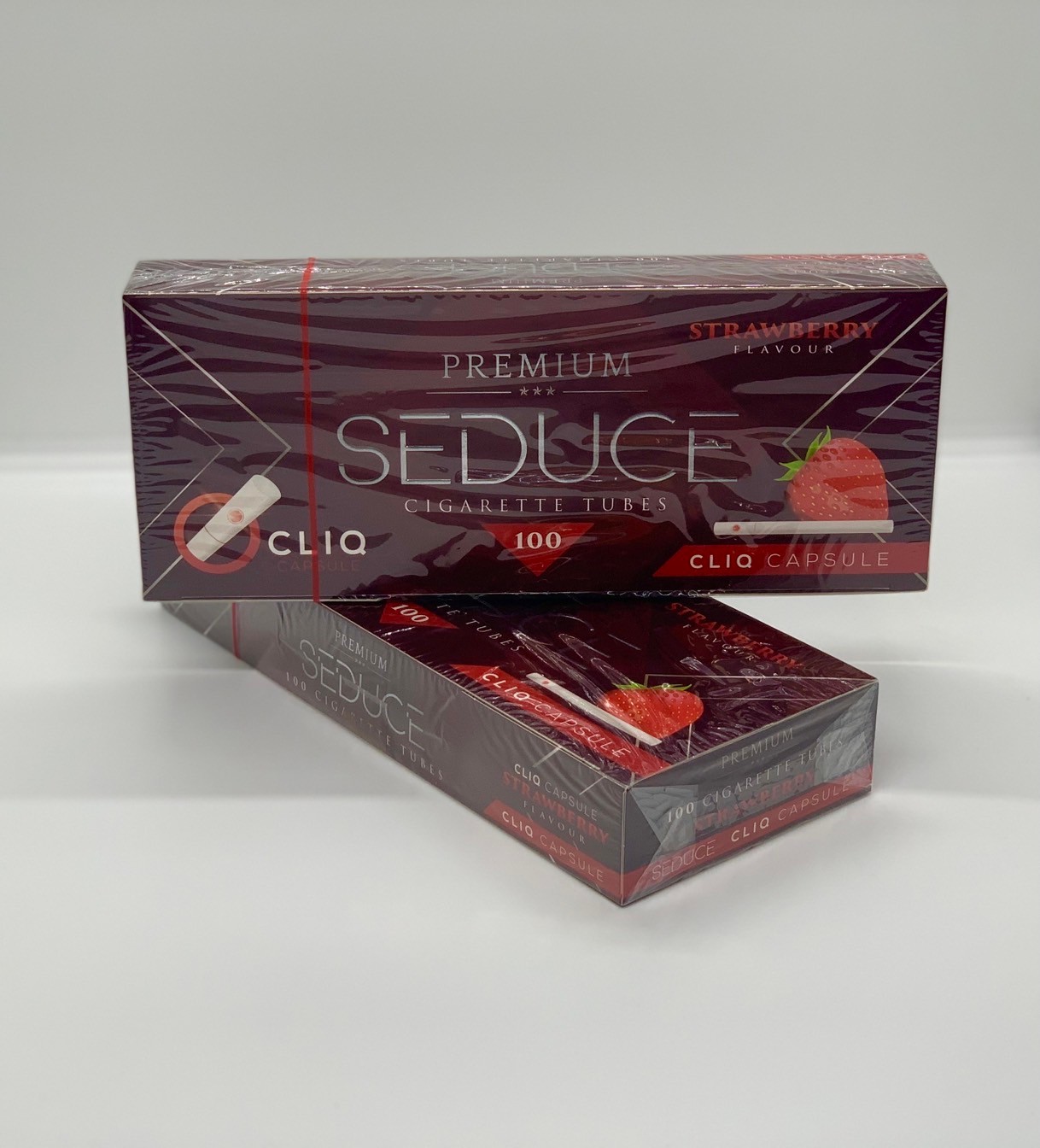 Seduced 2 กล่อง ก้นกรองบุหรี่ รุ่นเม็ดบีบเย็นสตอเบอรี่ รวม 200 มวน ความยาว 20 มม.