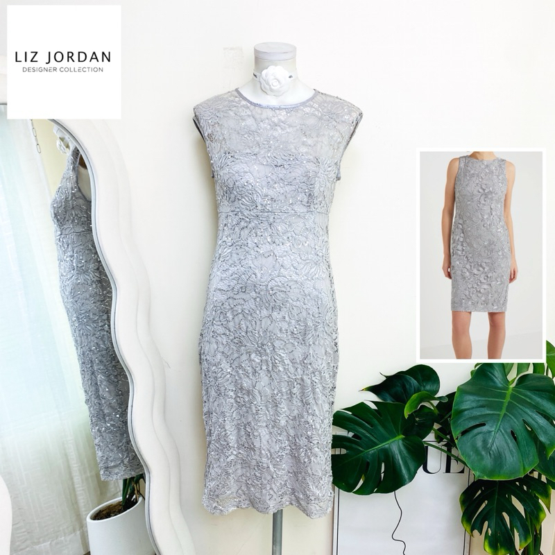 ไซด์ S แบรนด์ roz&Ali แท้ 100%🌸เดรส ชุดลูกไม้ งานเกล็ดวิบวับ พรีเมี่ยม สีเทาขาว เดรสลูกไม้ เดรสใส่ออกงาน พร้อมส่ง