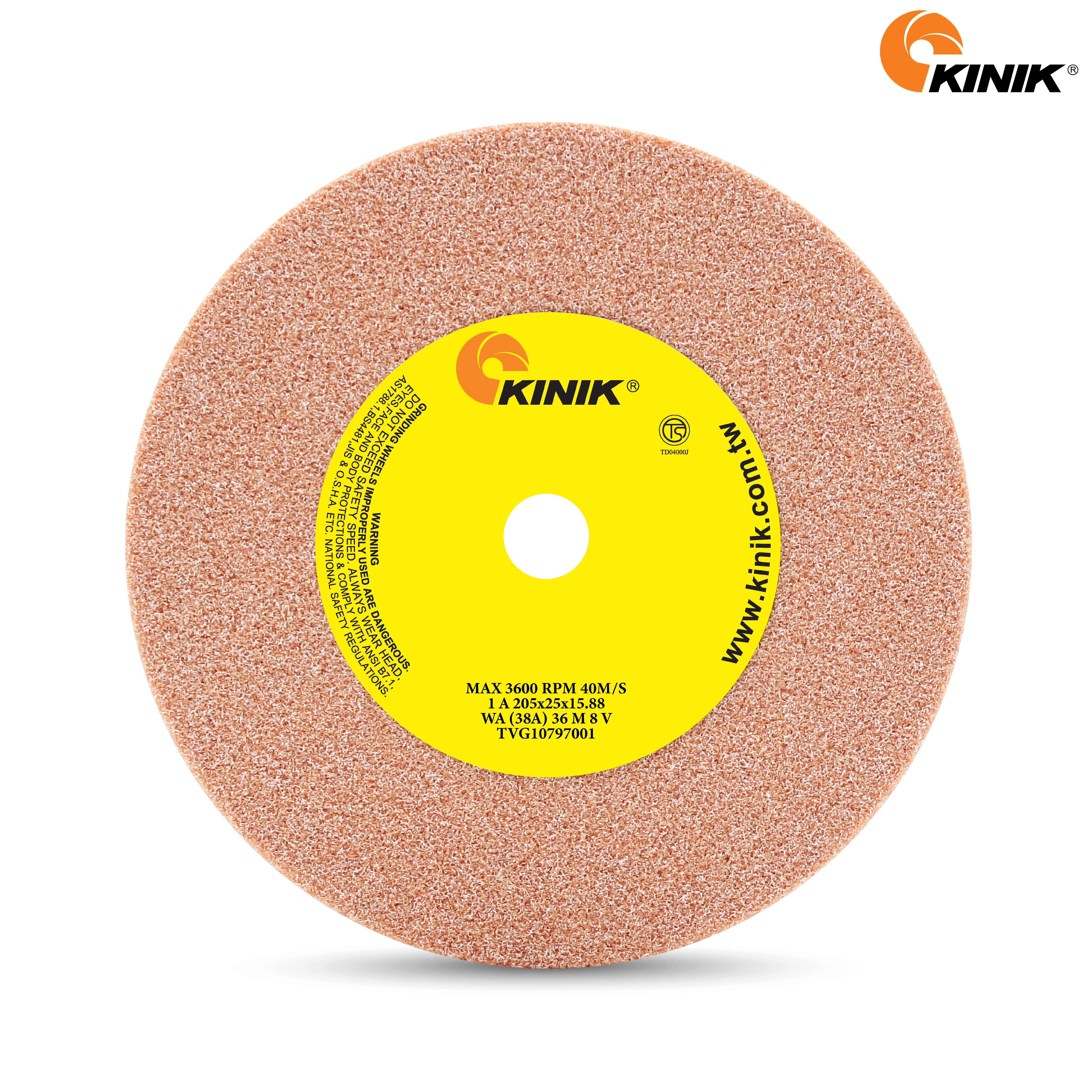 หินเจียร KINIK WA(38A)36M8V1A 205x25x15.88 mm.