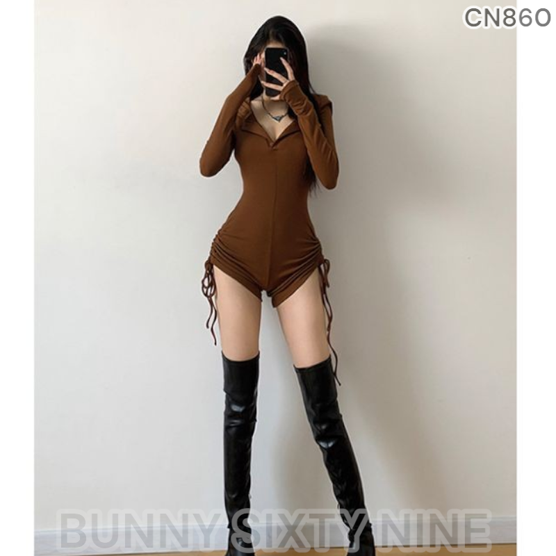 ชุดจั๊มขาสั้น มีฮู้ด EDM พร้อมส่ง รหัส CN860