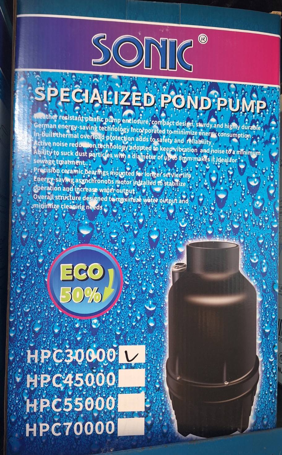 SONIC HPC-30000, SONIC HPC-55000 (รุ่นประหยัดไฟ หมุนเวียนน้ำในระบบกรองสำหรับบ่อขนาดใหญ่)