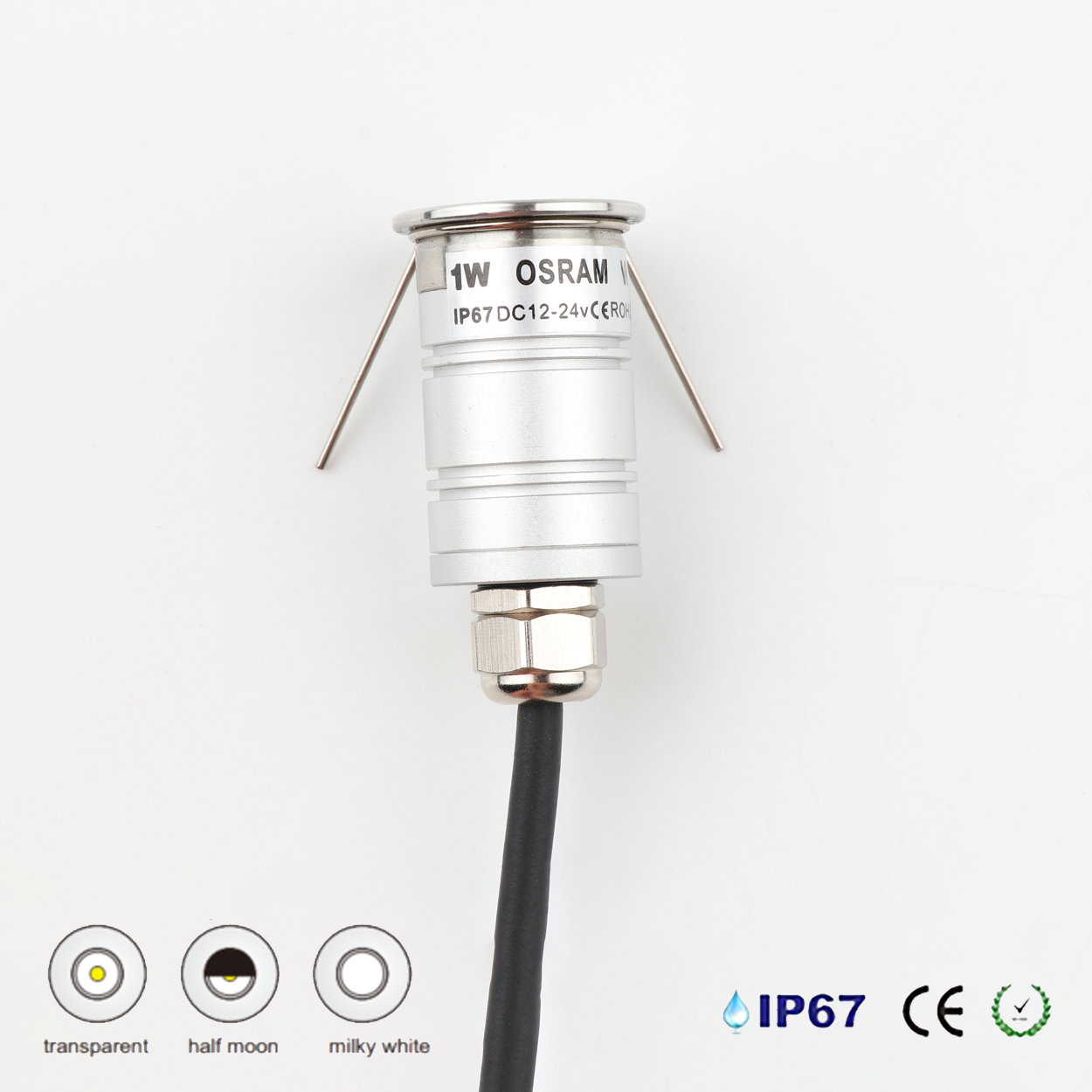 โคมไฟฝังพื้น Inground Up light Round 304 Stainless Steet + Aluminum lamp body LED 1W DC12V-24V IP67