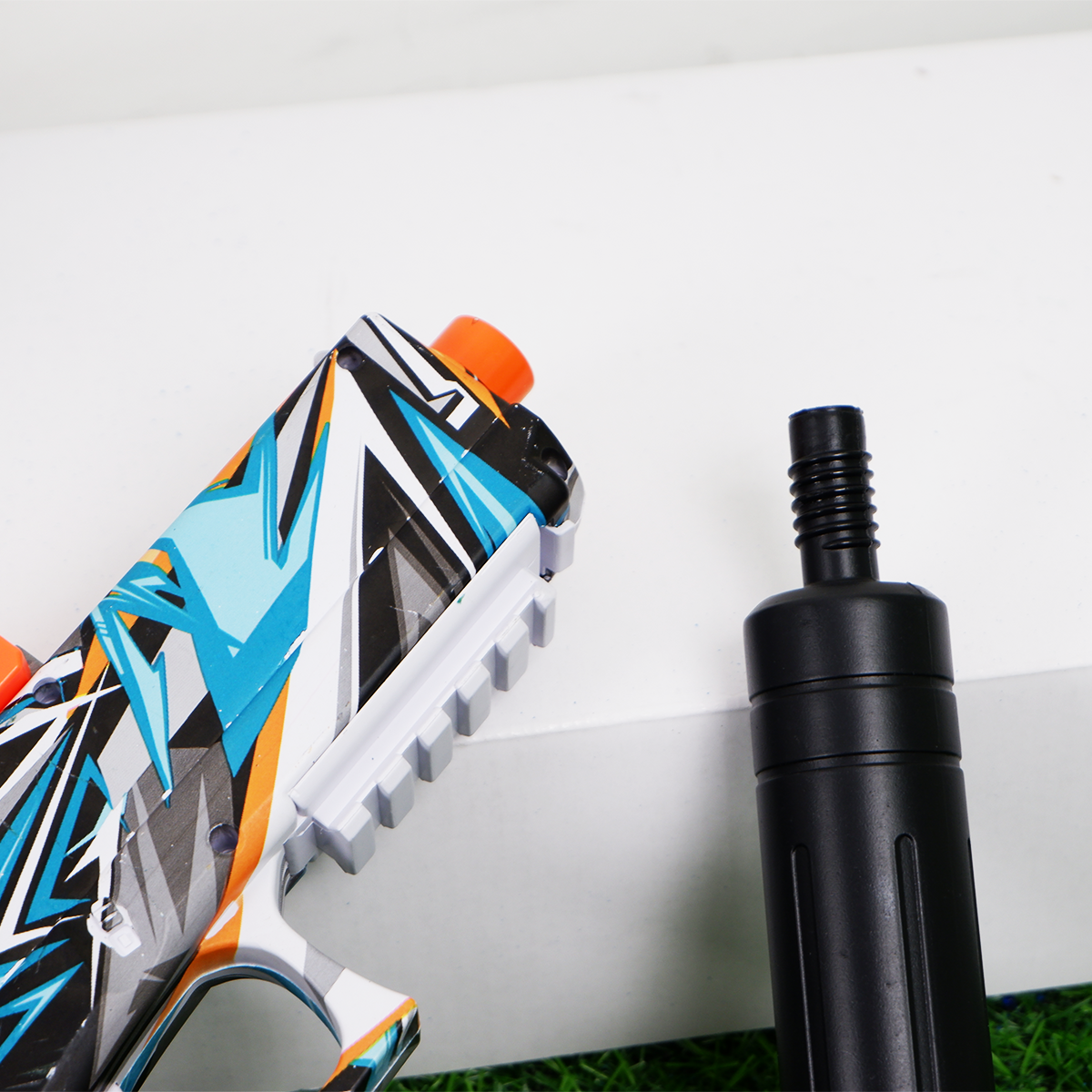 (28)GLOCK Small สีฟ้ากราฟิก ปืนเจลไฟฟ้า ของเล่น ยิงรัวได้