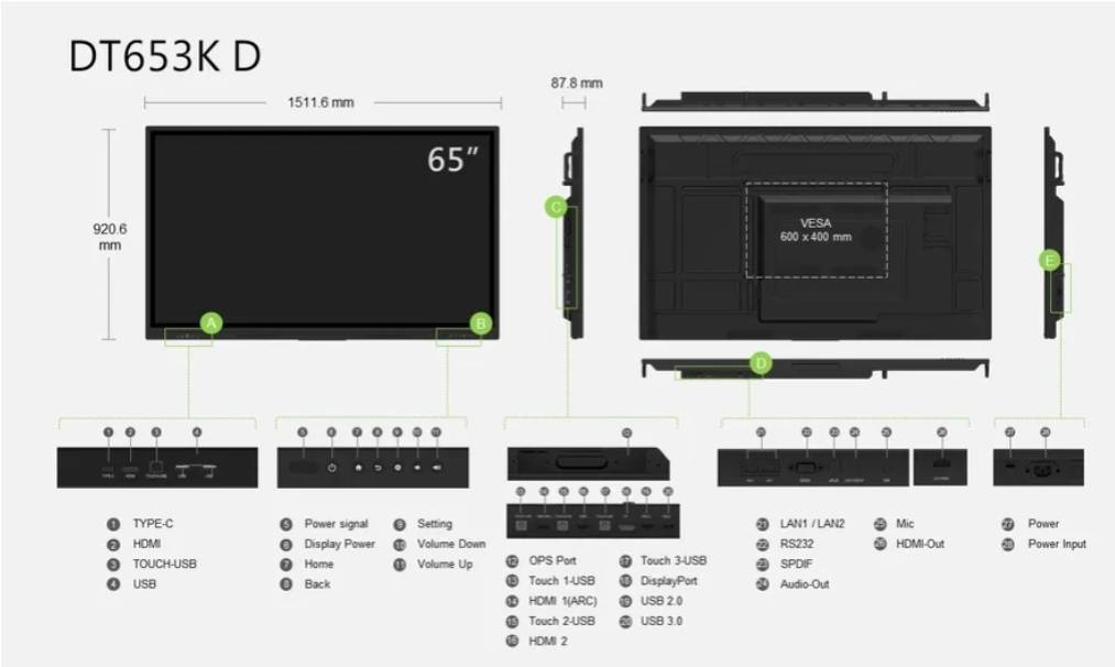 Acer DT753K D Interactive Touch Screen Display จอสัมผัสอัจฉริยะ 40จุด พร้อมกัน ขนาด 75 นิ้ว ความละเอียด 4K ที่มี Interactive Whiteboard (IWB) Feature ในตัว รองรับ Android 11