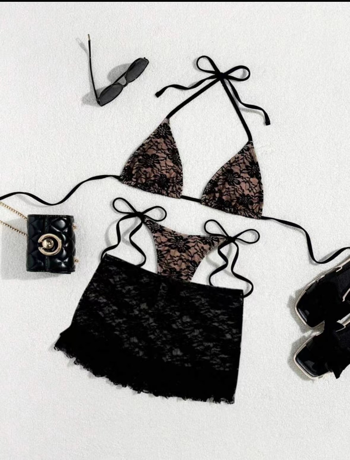 ชุดเซท บิกินี่ 3 ชิ้น งานลูกไม้ เซ็กซี่ SW203 พร้อมส่งในไทย