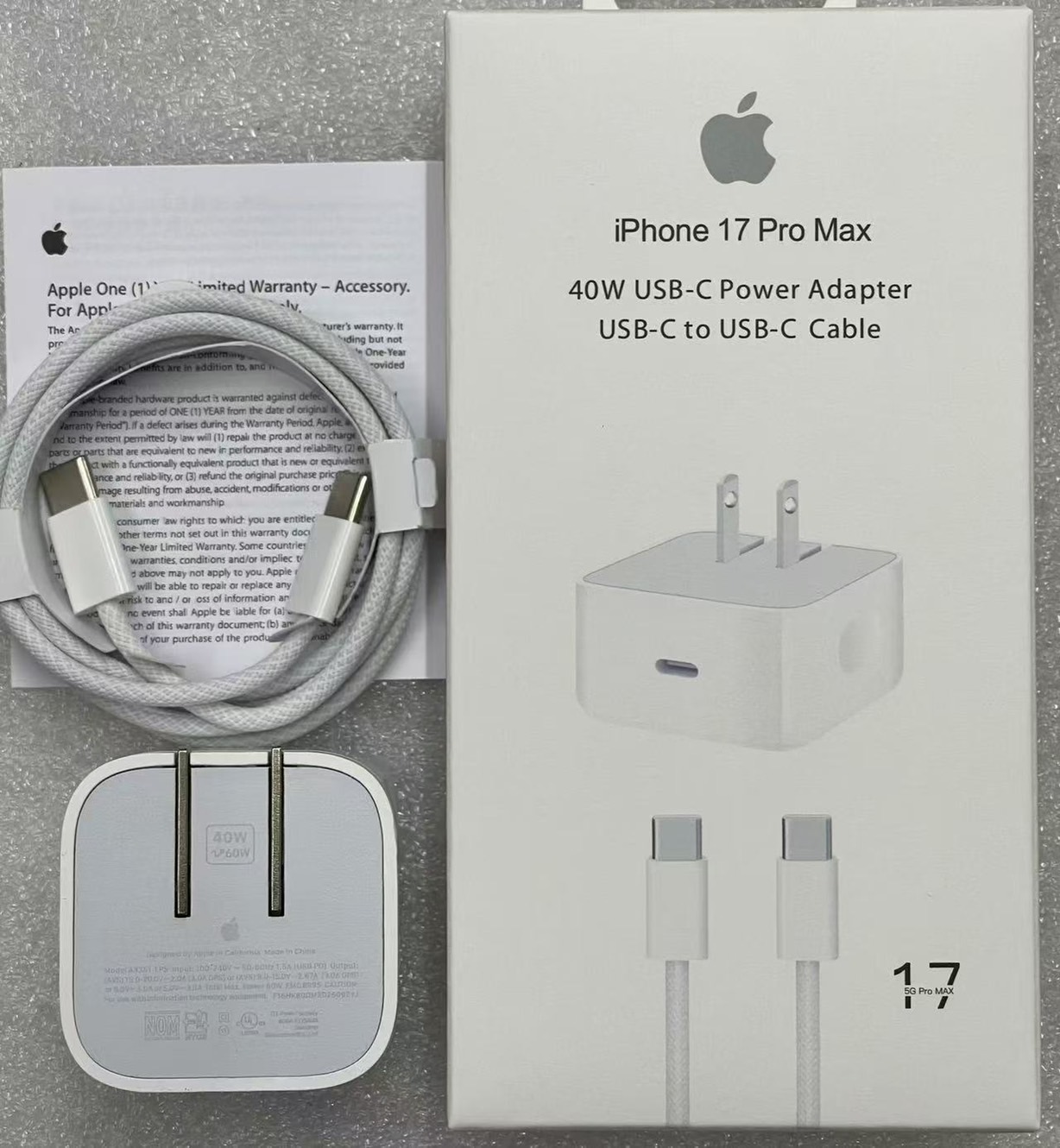 ชุดชาร์จ iPhone 17 Pro Max 40W USB-C (US)