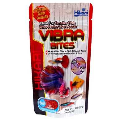 Hikari Vibra Bites (อาหารปลาชนิดจมน้ำ ออกแบบให้เม็ดอาหารมีลักษณะเหมือนสิ่งมีชีวิต)