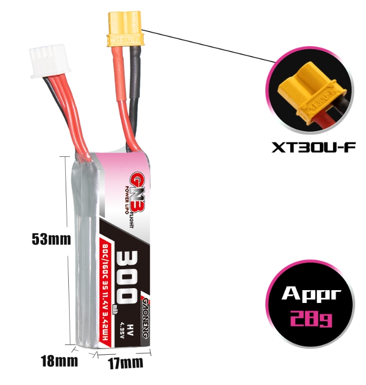 แบต GNB 3เซล 300-900mah HV XT30 XT60 XT90 แบตสำหรับ RC รถ เรือ เครื่องบิน โดรน หุ่นยนต์ มีให้เลือกหลายขนาดความจุ