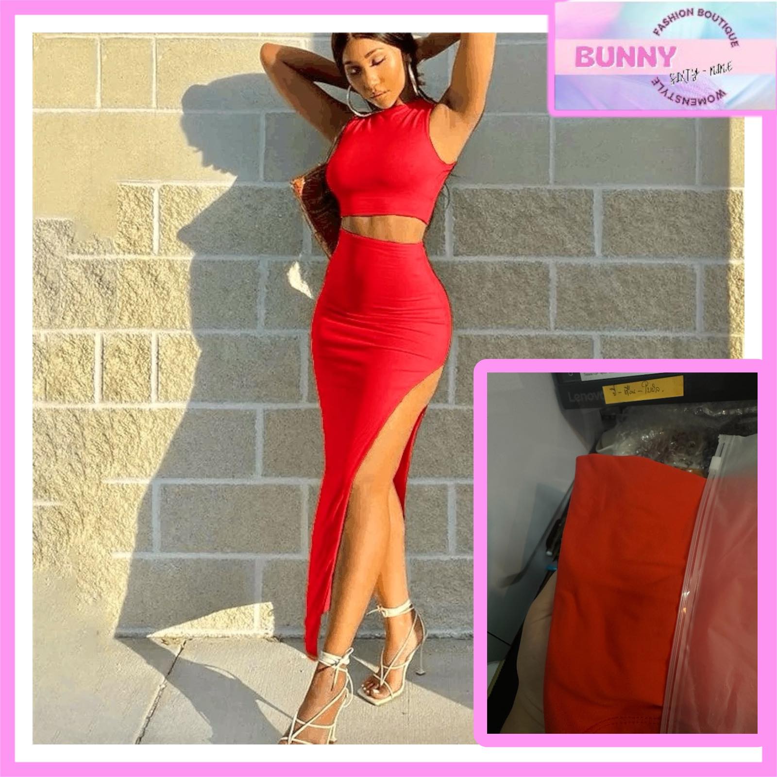 ชุดเซท เสื้อ+กระโปรง แหวขาเซ็กซี่ รหัส GB745