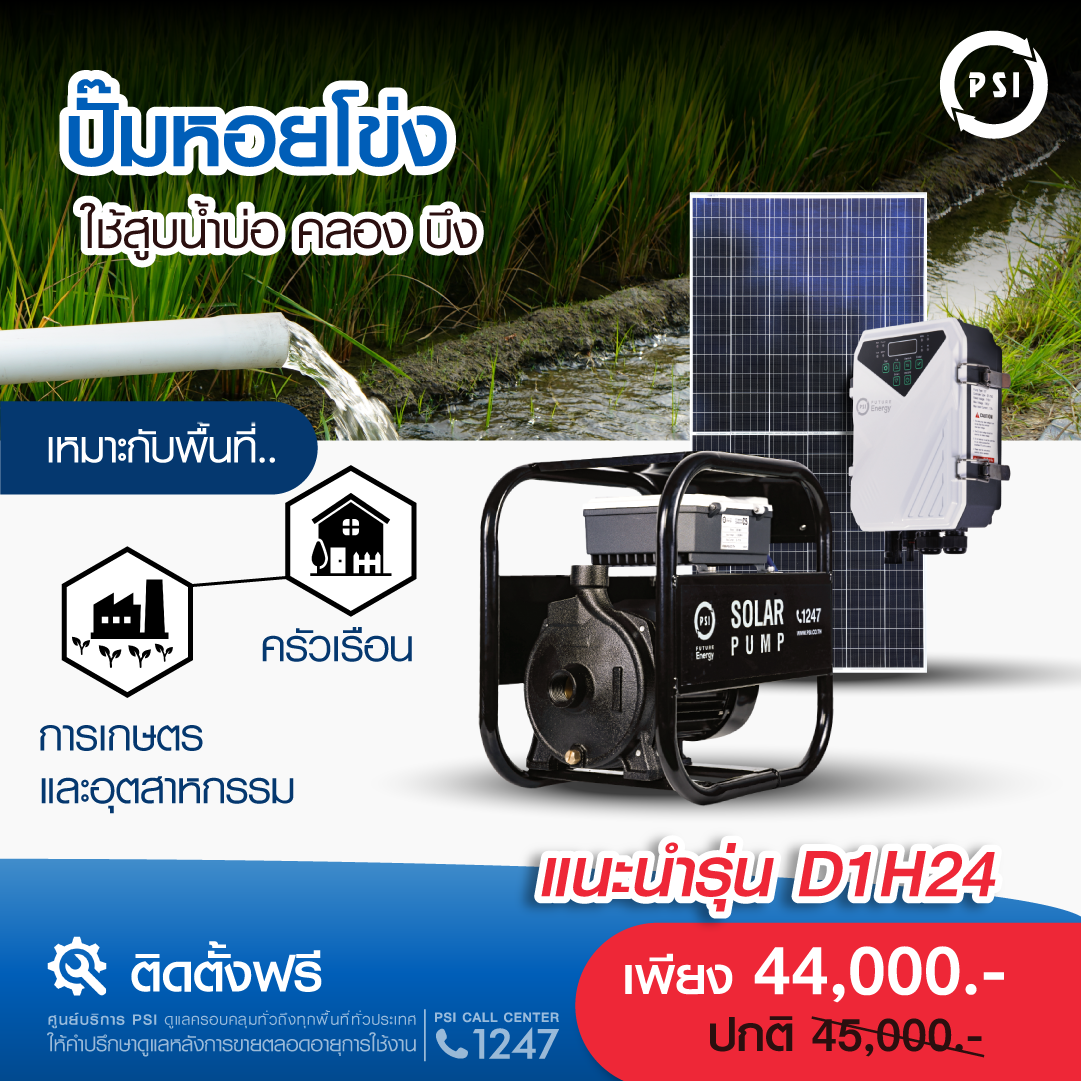 ชุดปั๊มน้ำหอยโข่ง PSI รุ่น D1H24 (สำหรับคลองและบึง)