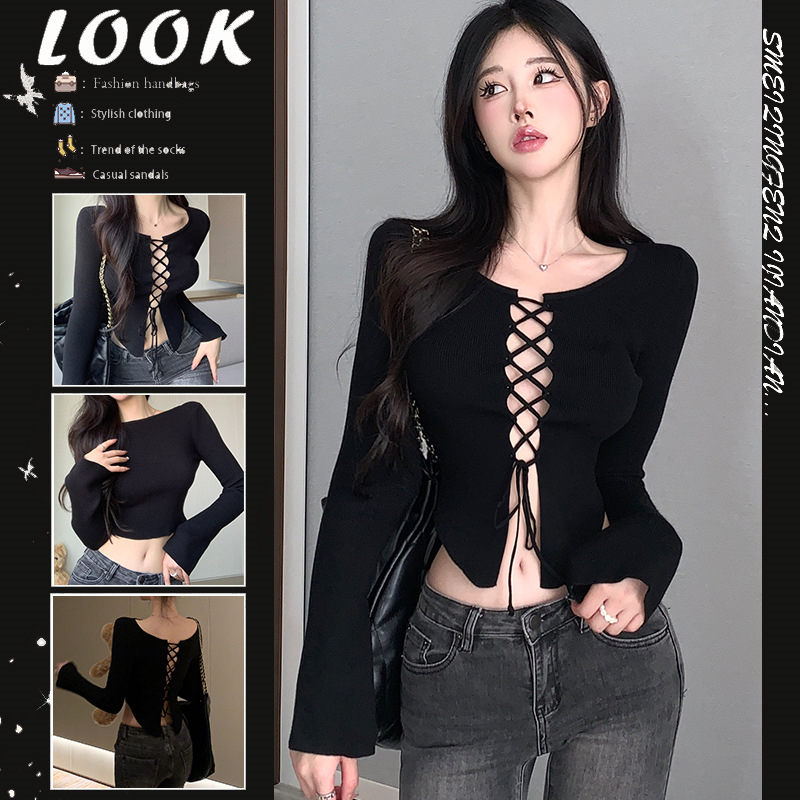 เสื้อไหมพรม แขนกระดิ่ง ดีเทลถักเสื้อ รหัส CN8591
