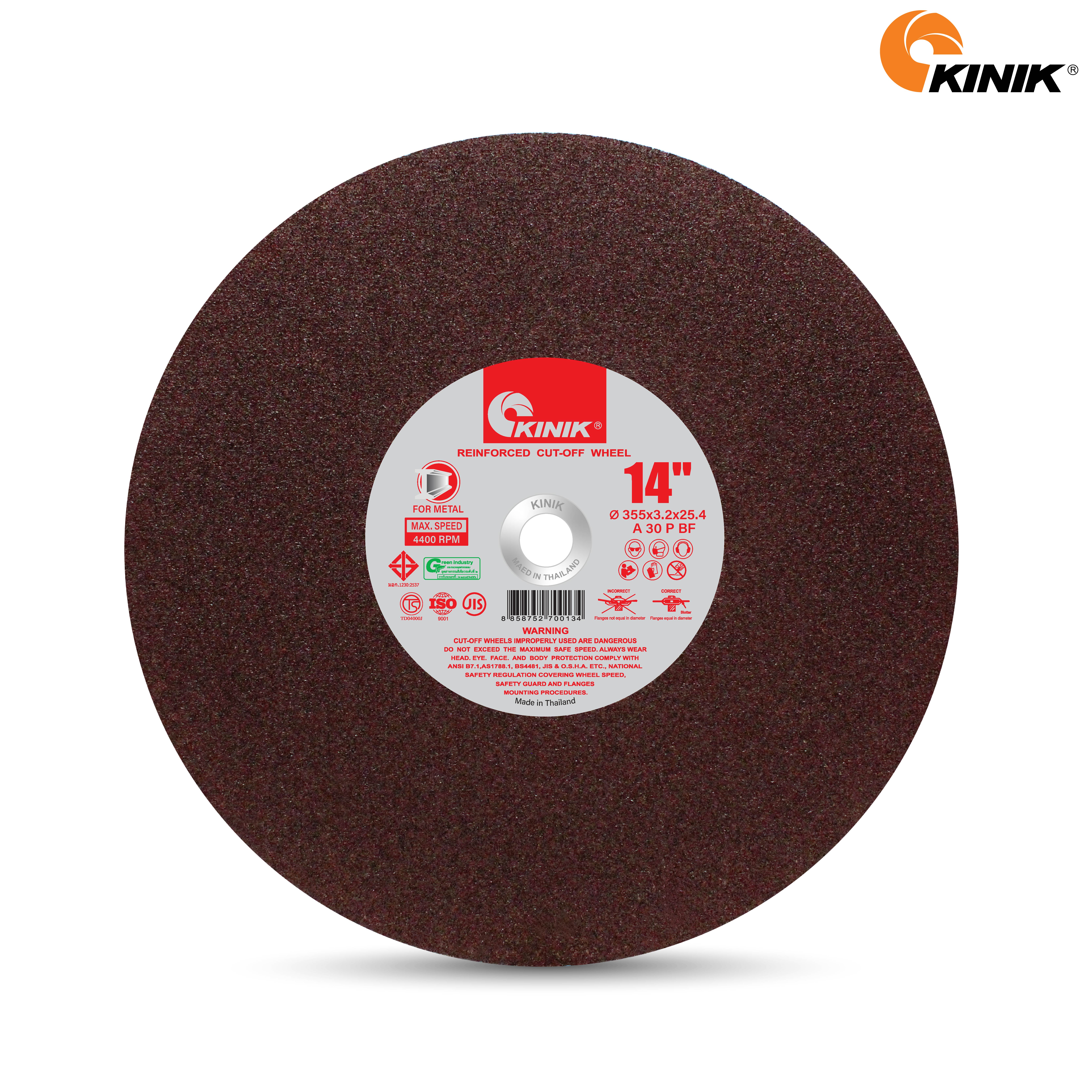 แผ่นตัดเหล็ก KINIK A30PBF30 355x3.2x25.4 mm.