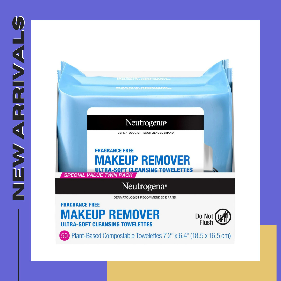 Neutrogena Fragrance Free Makeup Remover Wipes, Face Cleansing Towelettes, 25 Count, 2 Pack ของแท้