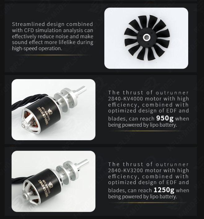 XFly Galaxy 64mm 12-Bladed with 2840-KV4000 (3S Version) / 2840-KV3200 (4S Version) Outrunner Brushless Motor EDF System