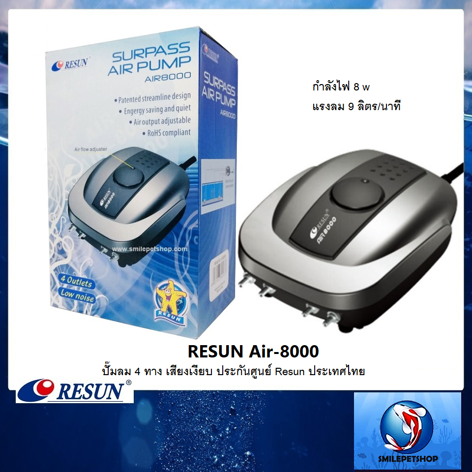 RESUN AIR-8000 (ปั๊มลม เสียงเงียบ ประกันศูนย์ Resun ประเทศไทย)