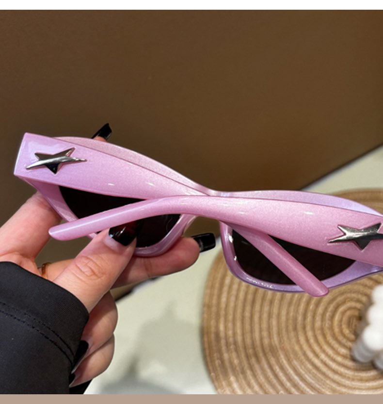 แว่นตา กันแดด ขอบชมพูมุก พร้อมส่งในไทย
