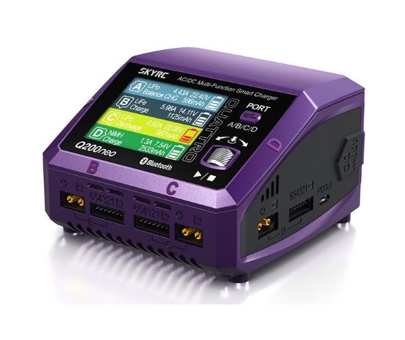 Skyrc Q200neo AC 200W DC 400W 10Ax2 4 Channel Smart Charger for 1-6S Lipo Battery LiPo/LiHV/LiFe/LiIon 400W