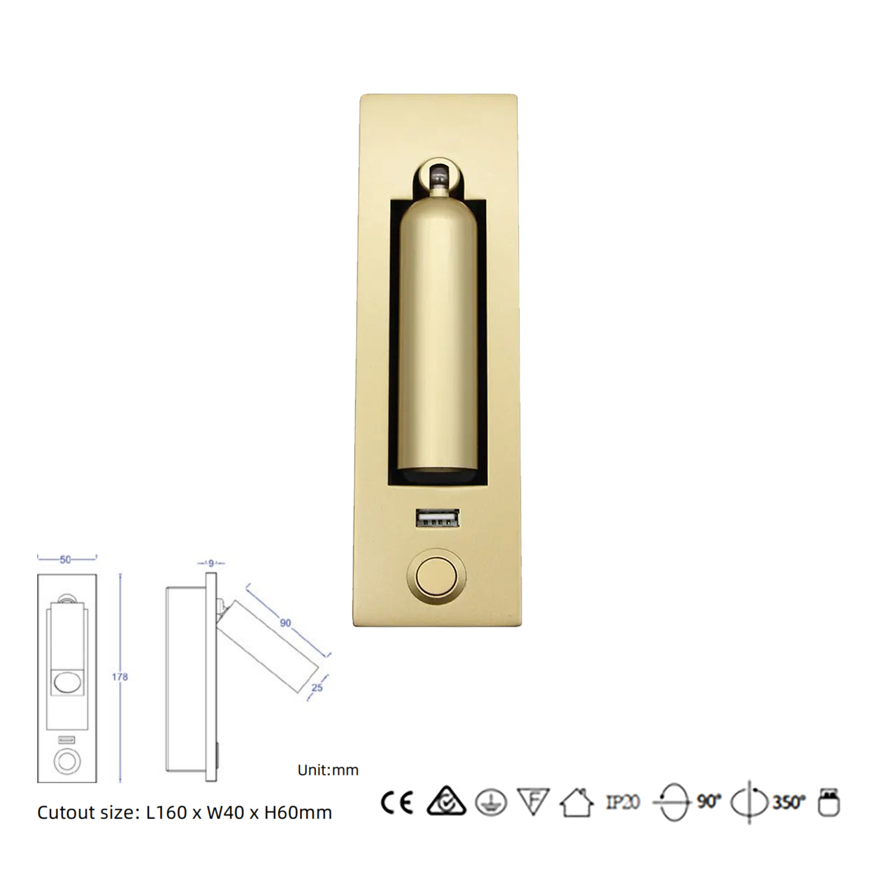 โคมไฟอ่านหนังสือติดผนัง Wall Reading Lamp Metal + Aluminium LED Cree 3W IP20 (KP016B)