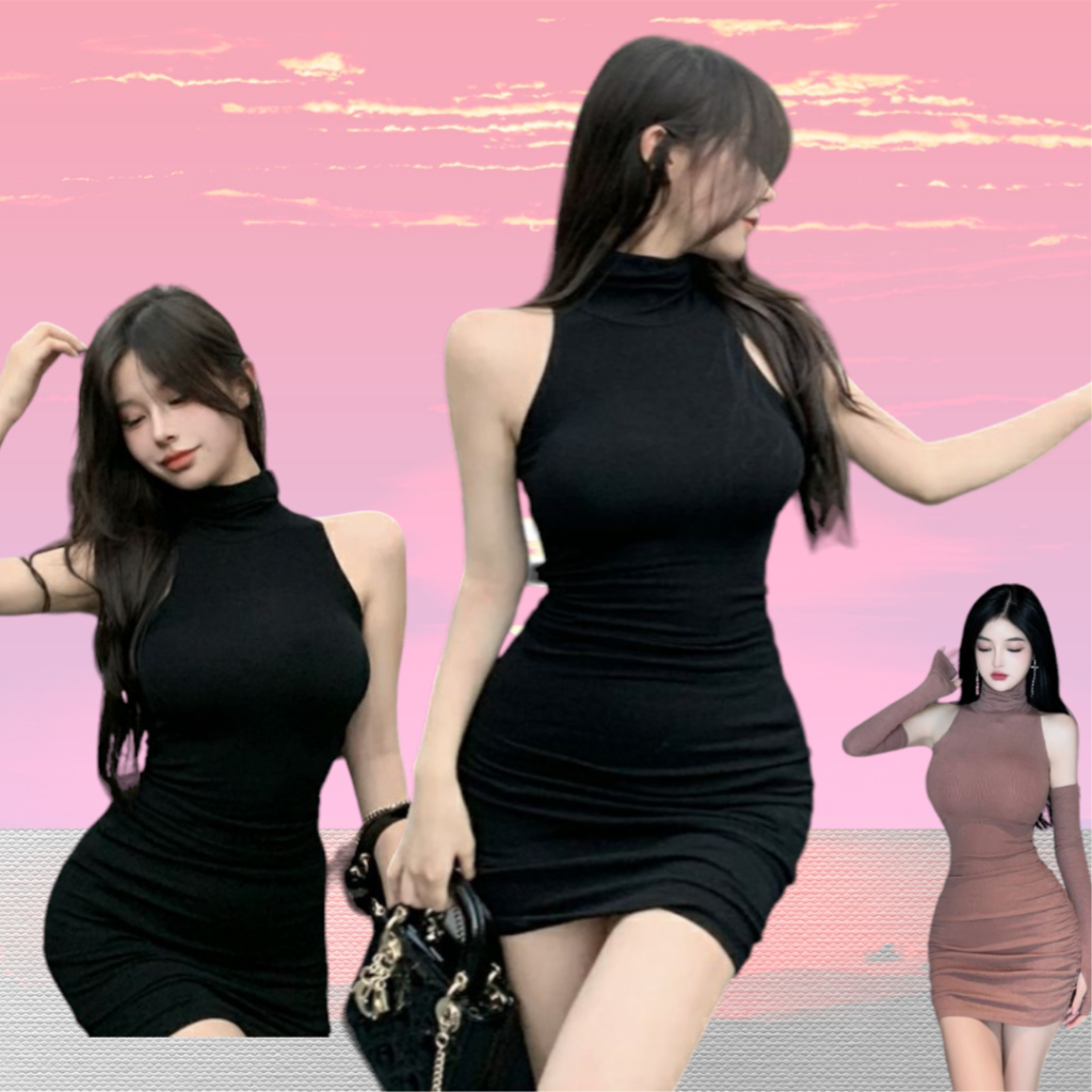 เดรสคอเต่า พร้อมปลอกแขน CN122