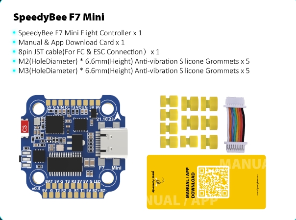 [STACK 20X20] SpeedyBee F7 Mini 35A 3-6S 8-bit บอร์ดคอนโทร และ สปีด ขนาด 20x20